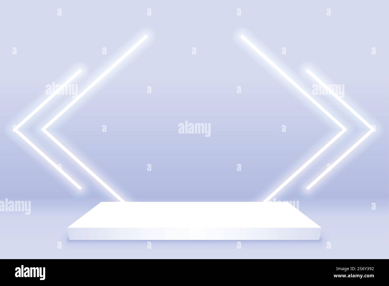 realistic podium display with neon white lights Stock Vector Image ...