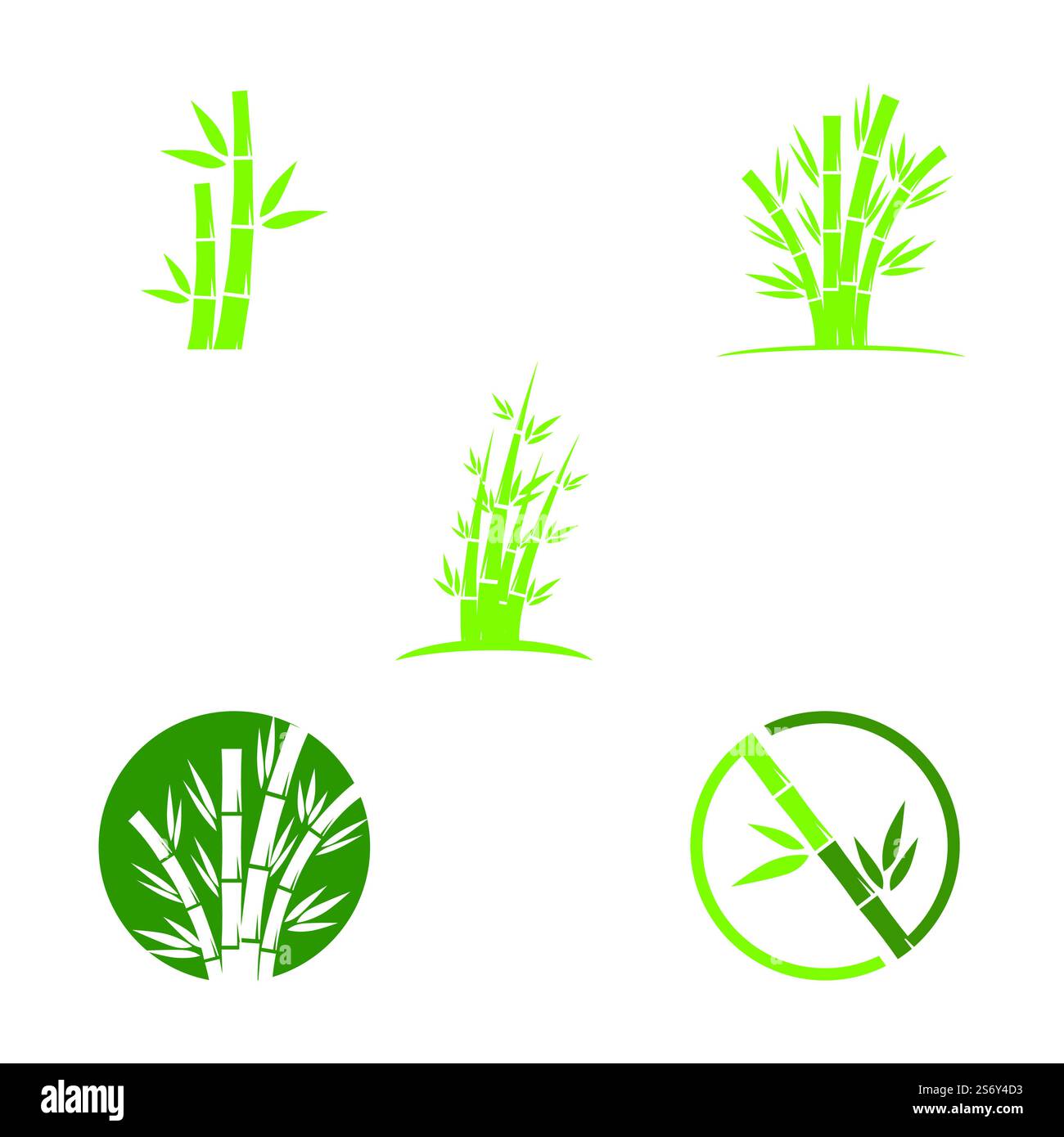 Bamboo with green leaf logo ilustration vector template Stock Vector