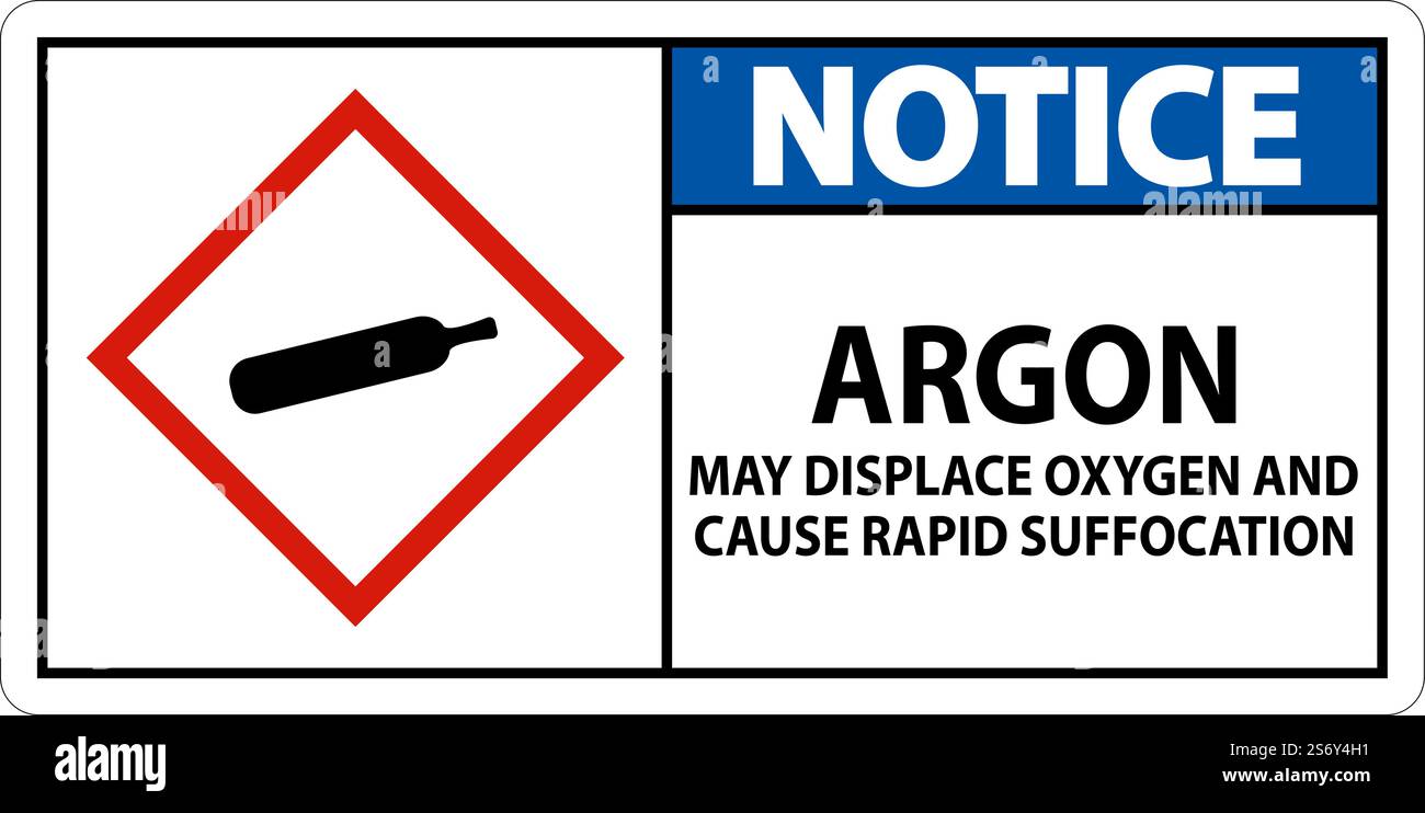 Notice Argon GHS Sign On White Background Stock Vector
