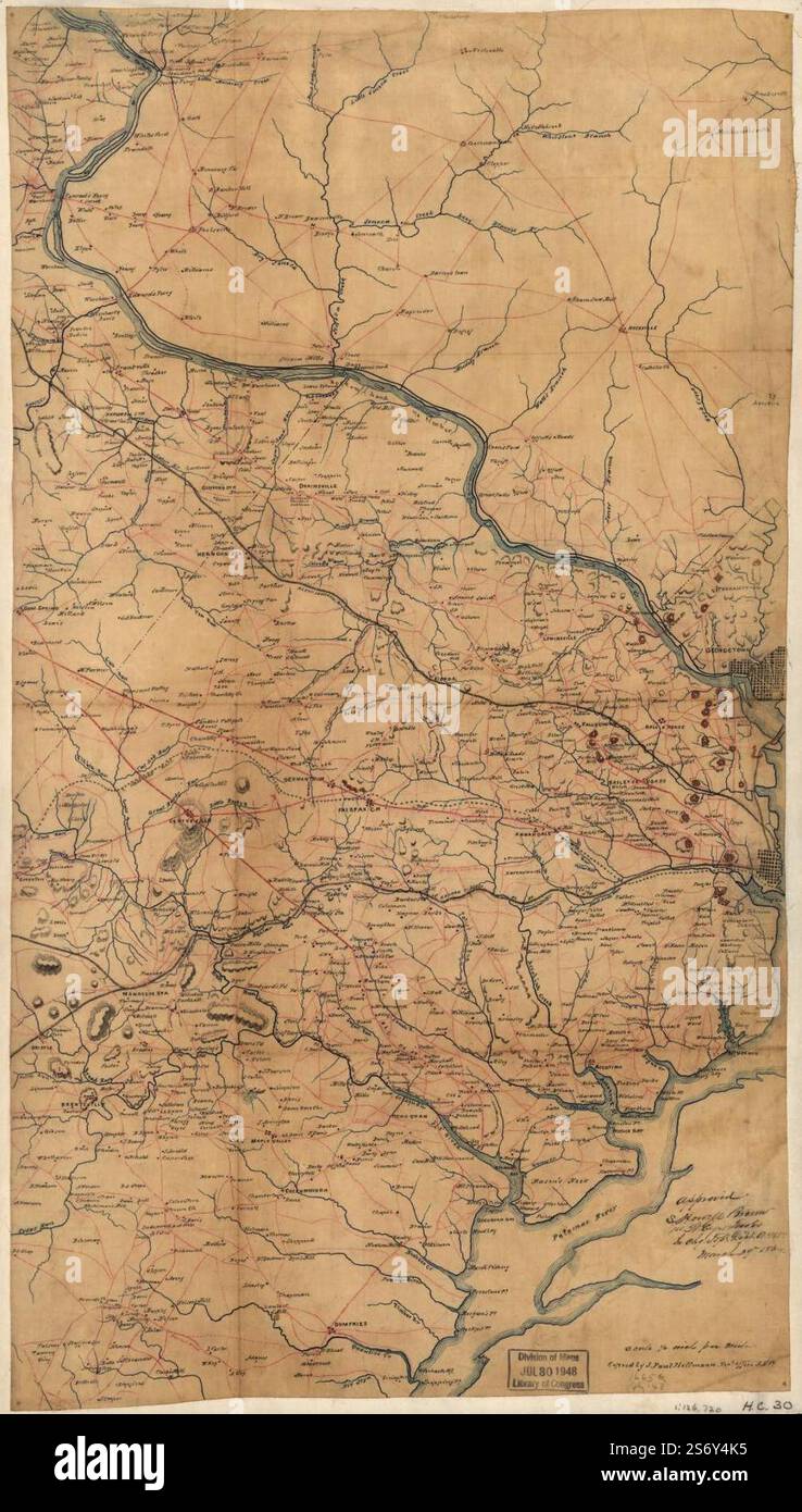 [A map of Fairfax County, and parts of Loudoun and Prince William Counties, Va., and the District of Columbia] 1864 by Hoffmann  J. Paul., Brown  Samuel Howell. Stock Photo