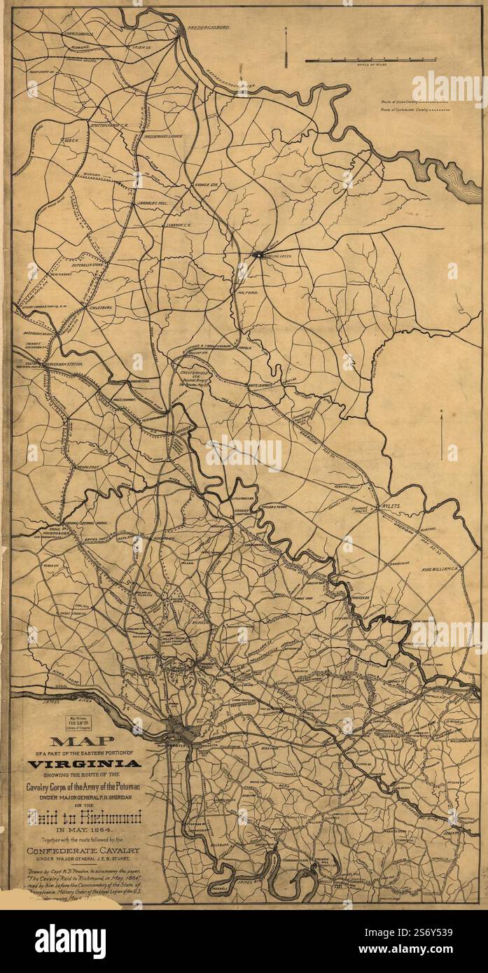 Map of a part of the eastern portion of Virginia showing the route of ...