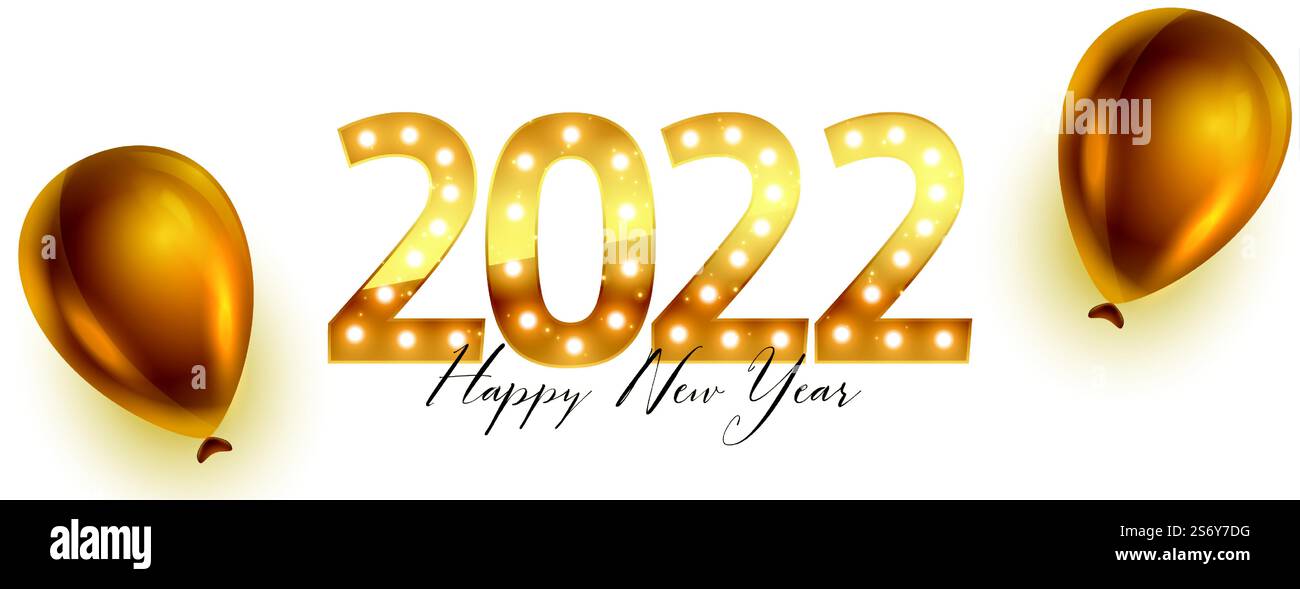 happy new year 2022 golden balloons banner design Stock Vector Image ...