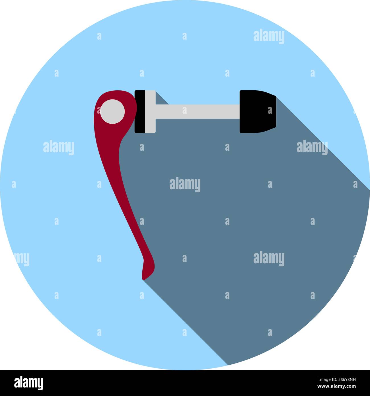 Bike Quick Release Icon. Flat Circle Stencil Design With Long Shadow. Vector Illustration. Stock Vector