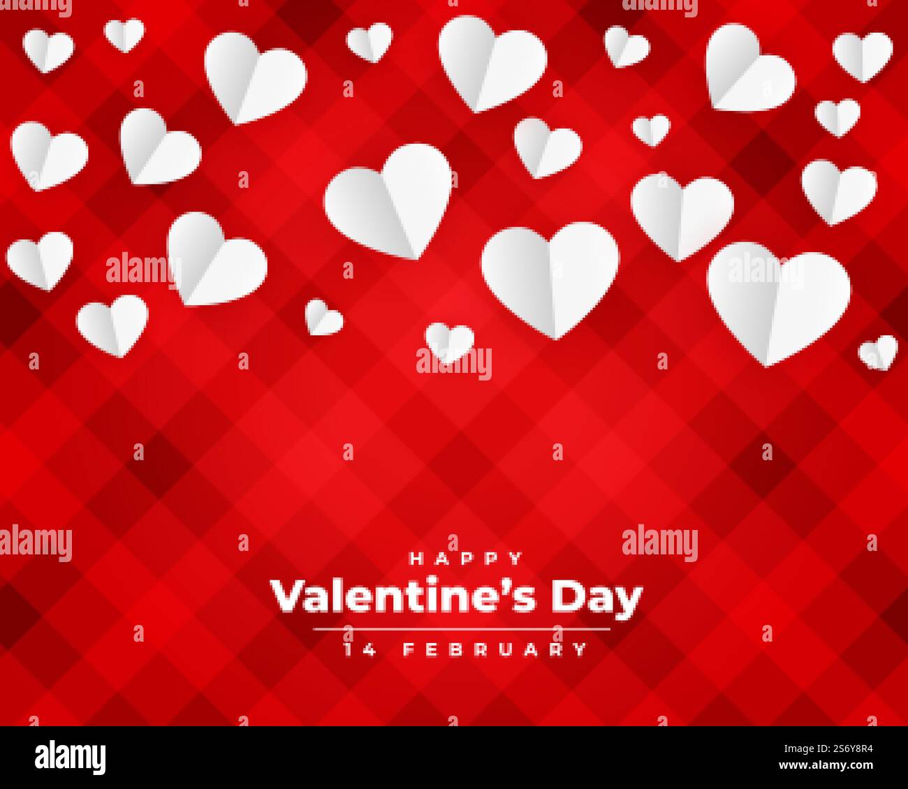 valentines day red card with paper hearts Stock Vector Image & Art - Alamy