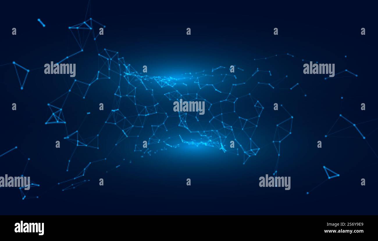 technology background with low poly network mesh connection Stock ...