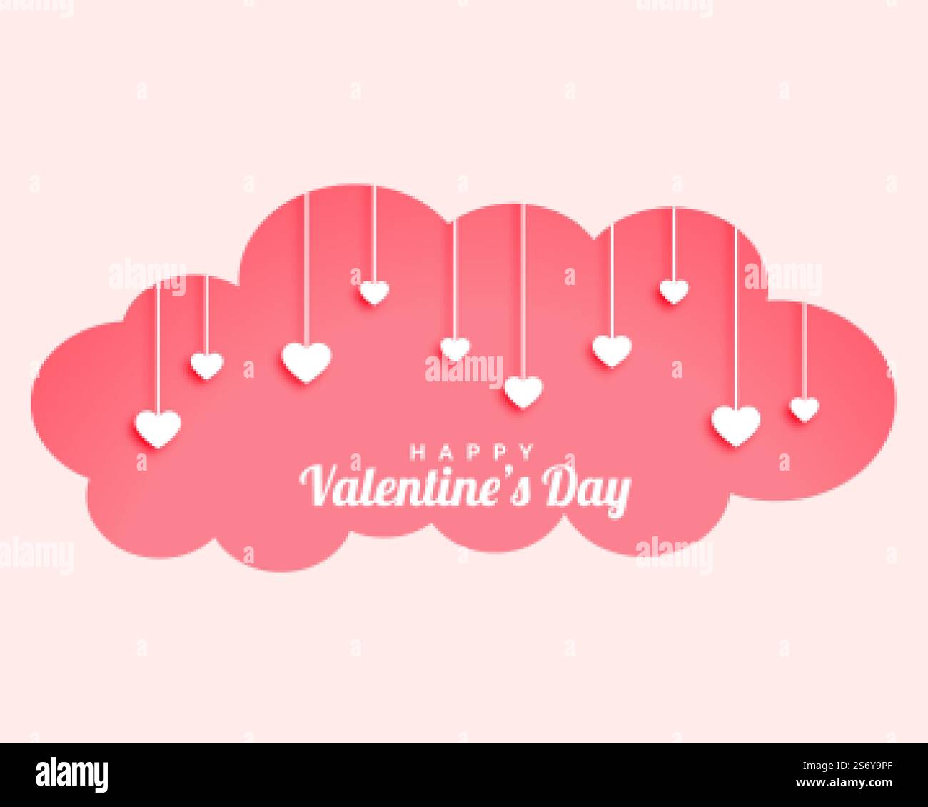 valentines day cloud with hanging hearts design Stock Vector Image ...