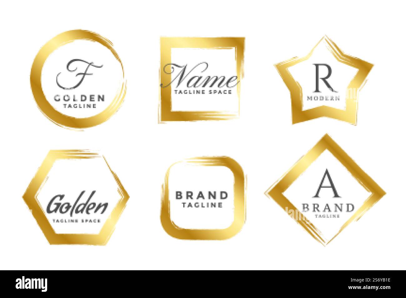abstract golden frame logos or monograms set Stock Vector