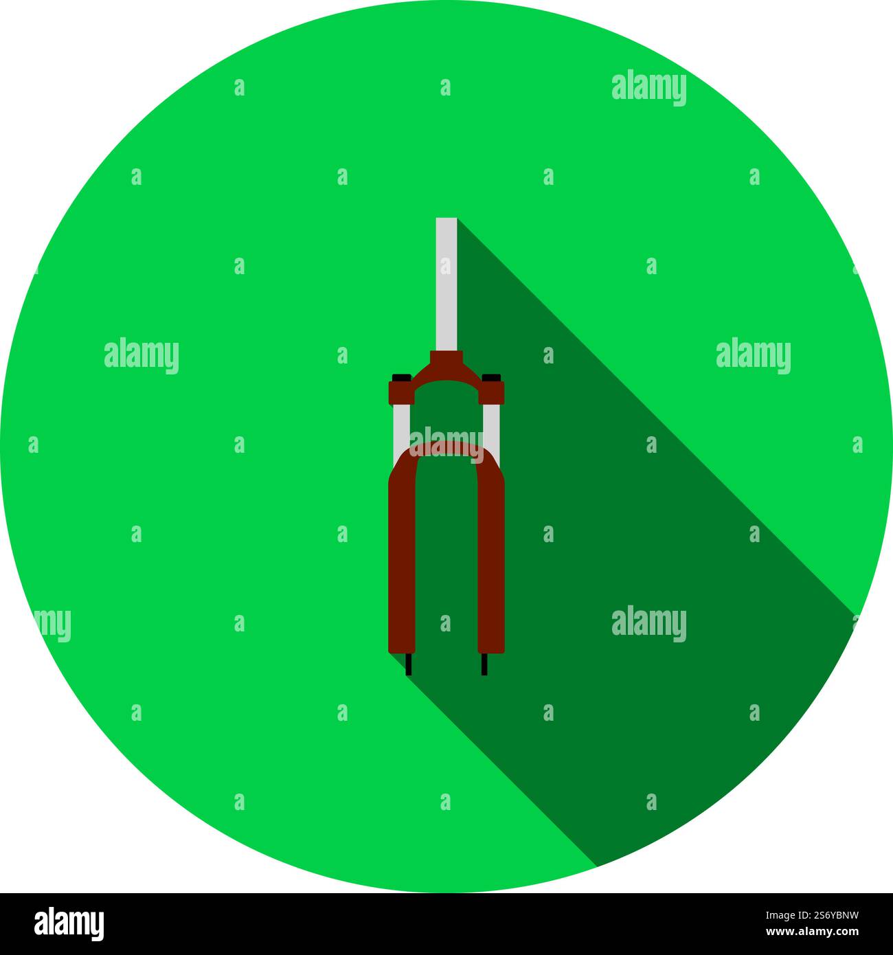 Bike Fork Icon. Flat Circle Stencil Design With Long Shadow. Vector Illustration. Stock Vector