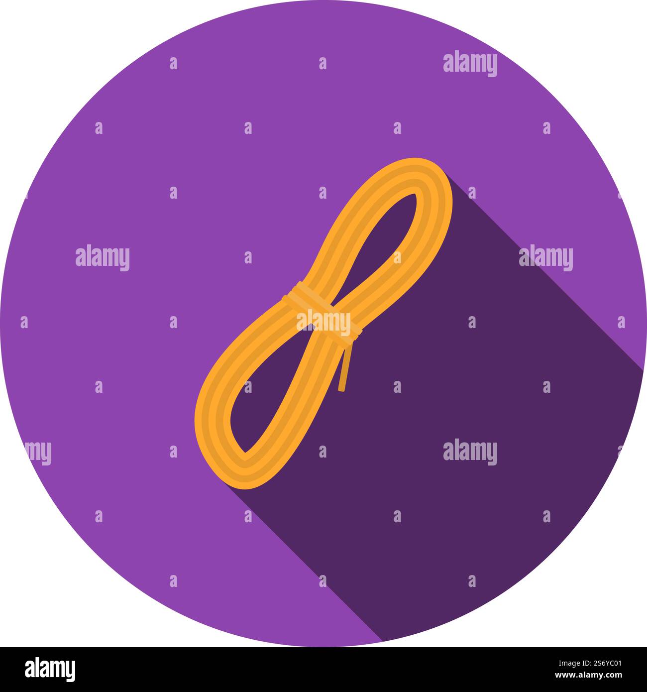 Climbing Rope Icon. Flat Circle Stencil Design With Long Shadow. Vector ...