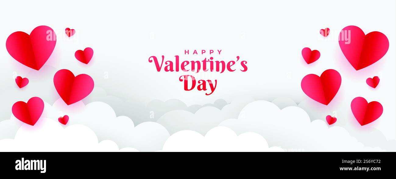 paper style valentines day wide banner design Stock Vector Image & Art ...