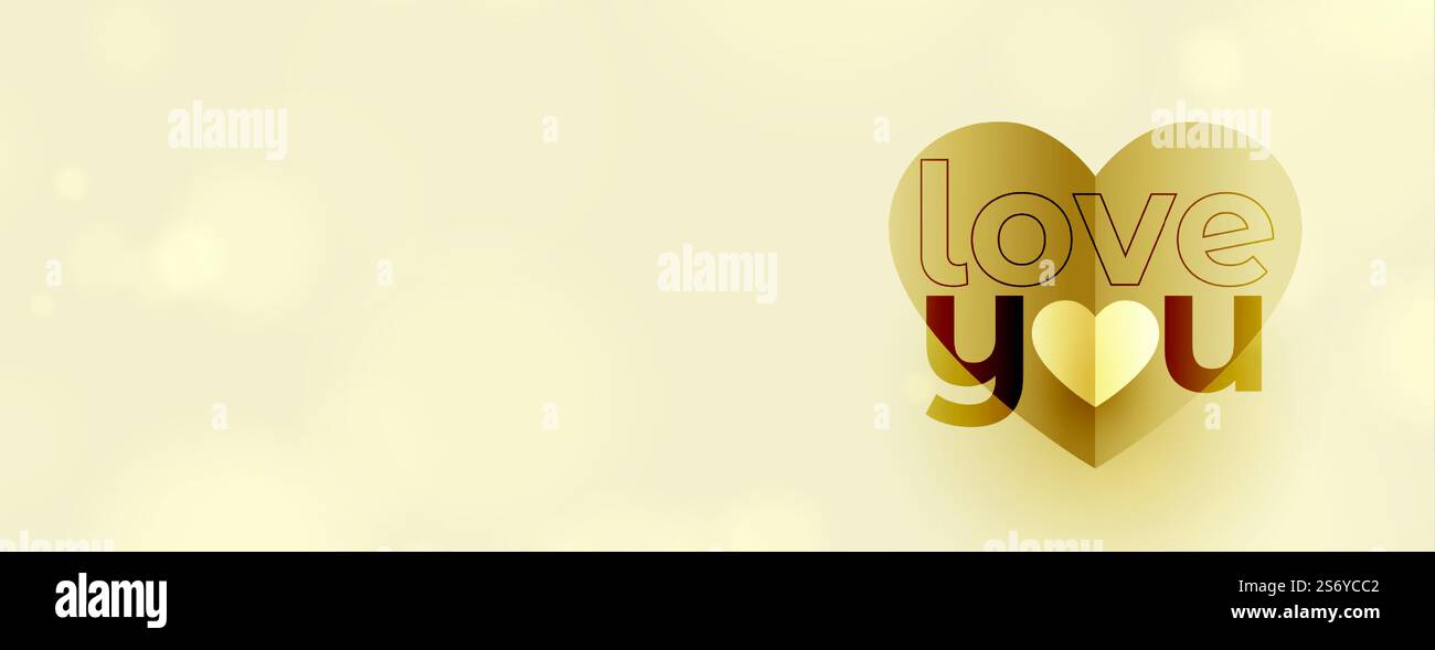 valentines day banner with love you golden message Stock Vector Image ...