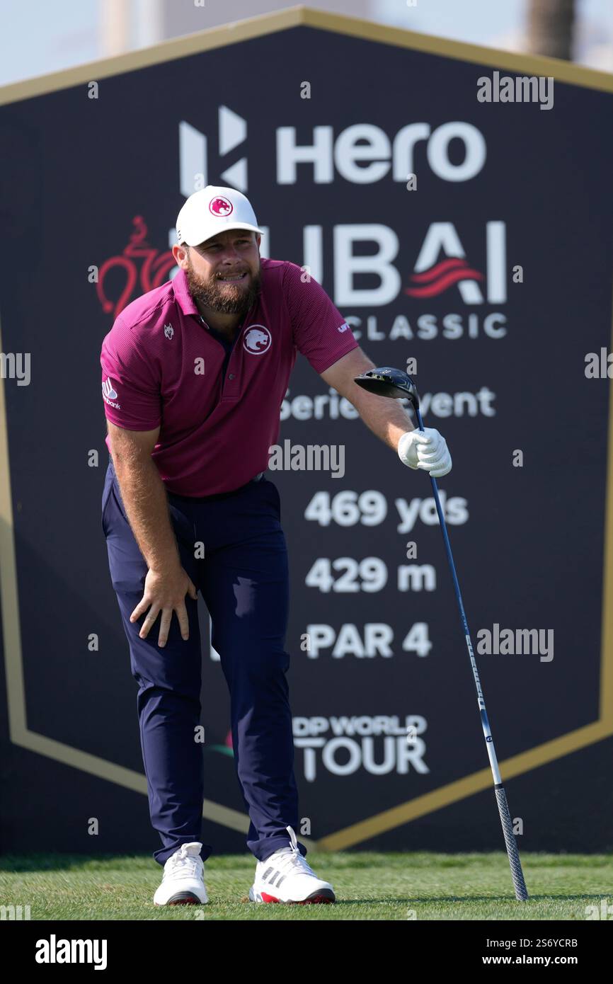 Tyrell Hatton of England watches the ball during the third round of the