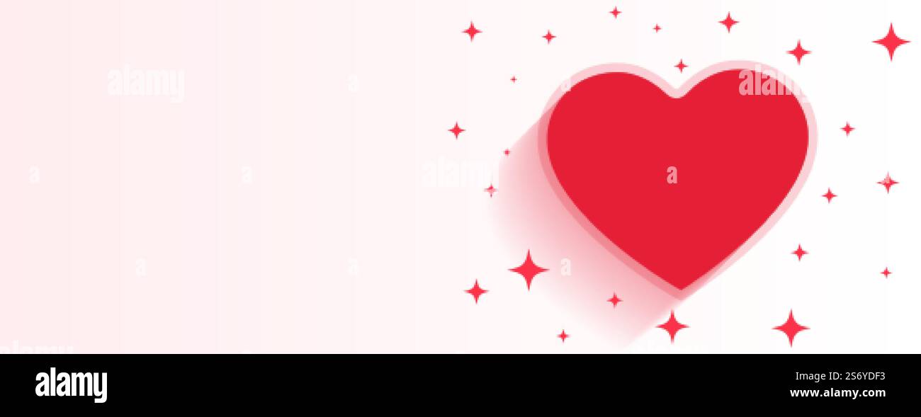 valentines day heart sparkling banner with text space Stock Vector ...