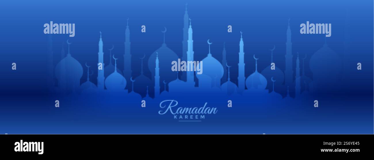 ramadan kareem blue banner with mosque design Stock Vector Image & Art ...