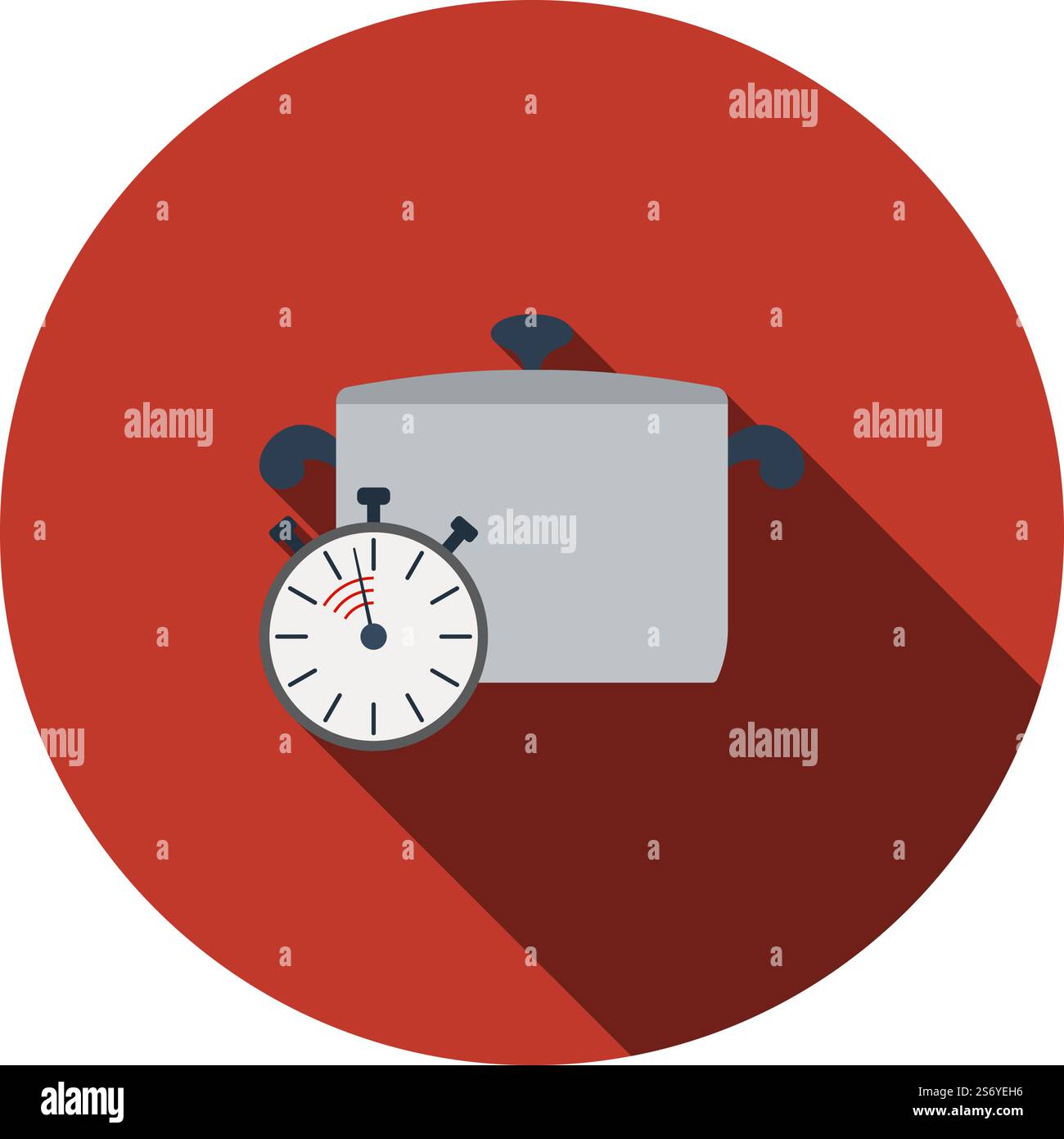 Pan With Stopwatch Icon. Flat Color Design. Vector Illustration. Stock Vector
