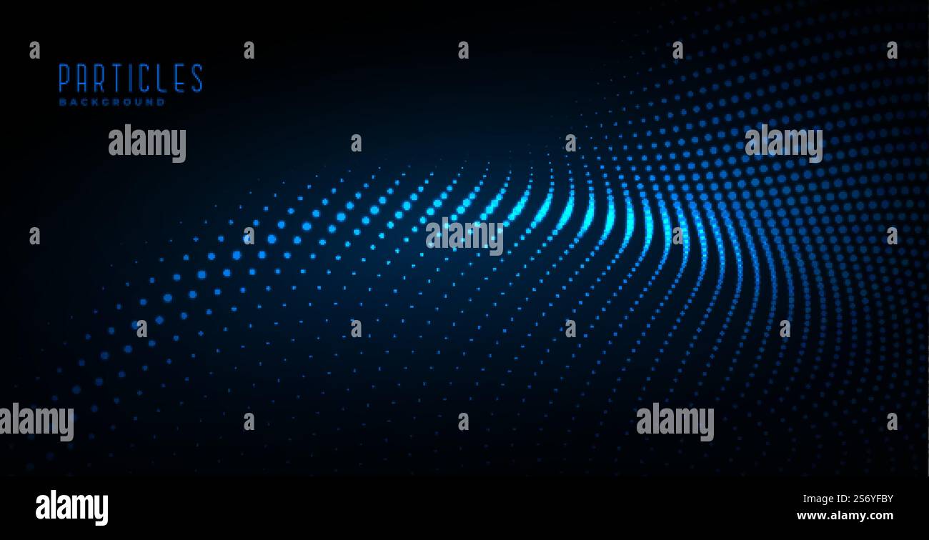 glowing particle wave digital technology background Stock Vector