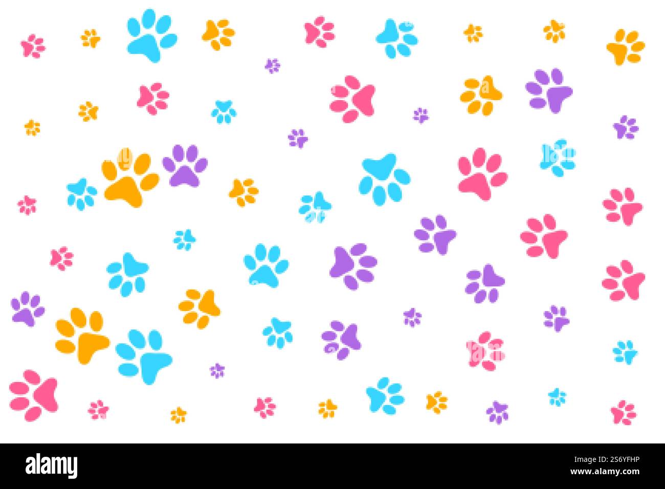 colorful dog or cat paw prints pattern background Stock Vector Image ...