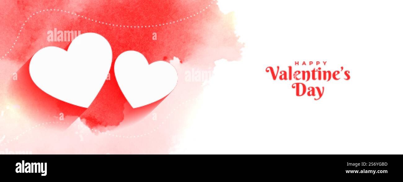 happy valentines day watercolor banner design Stock Vector Image & Art ...