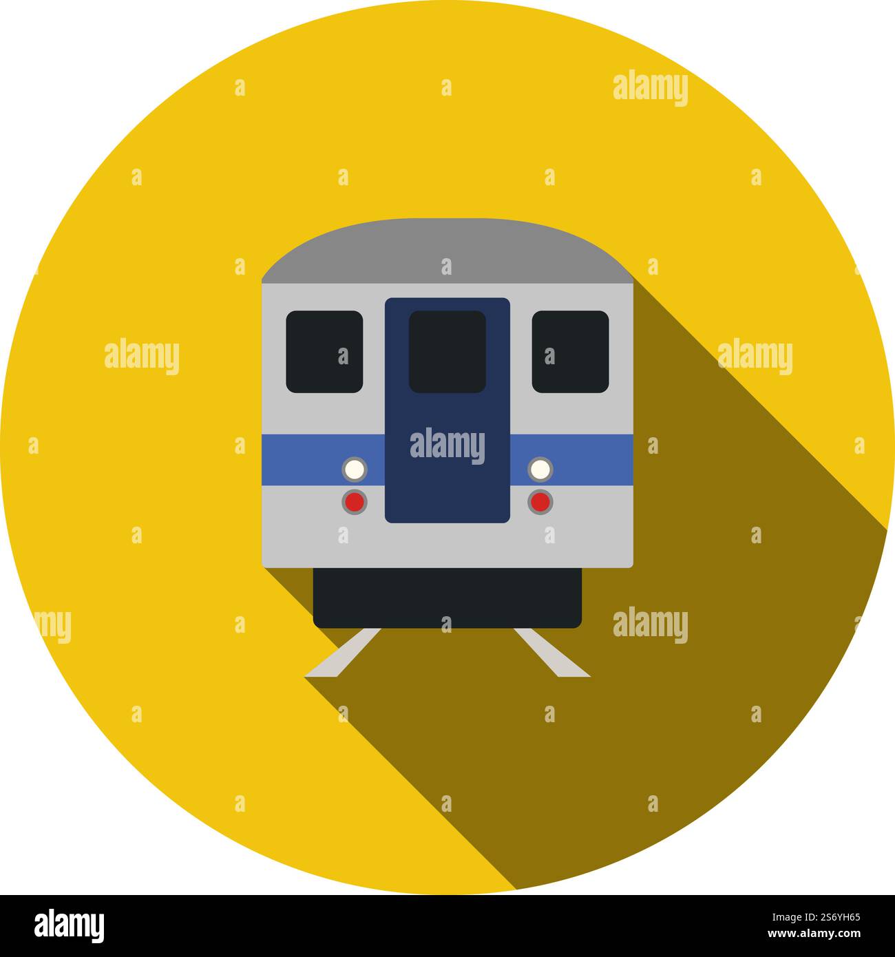 Subway Train Icon. Flat Circle Stencil Design With Long Shadow. Vector ...