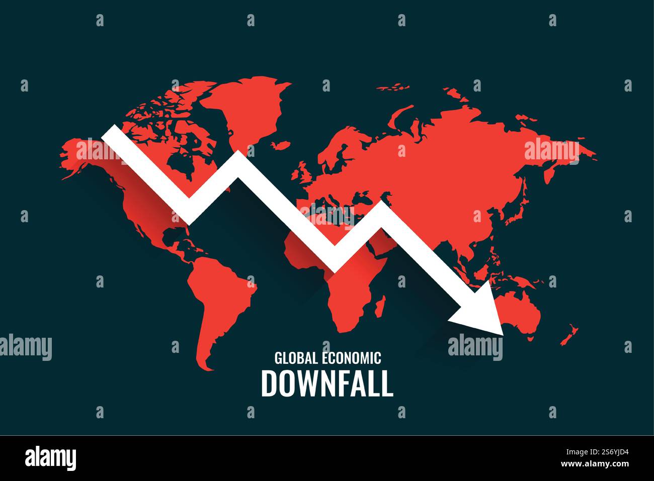 global business downfall with falling arrow and world map Stock Vector ...