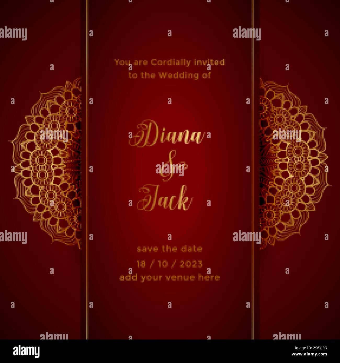 red mandala wedding card template Stock Vector Image & Art - Alamy