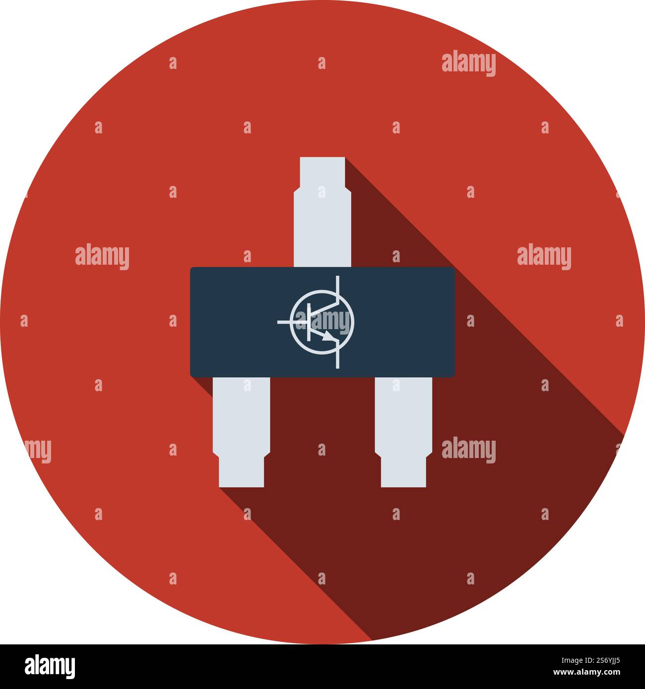 Smd Transistor Icon. Flat Circle Stencil Design With Long Shadow. Vector Illustration. Stock Vector
