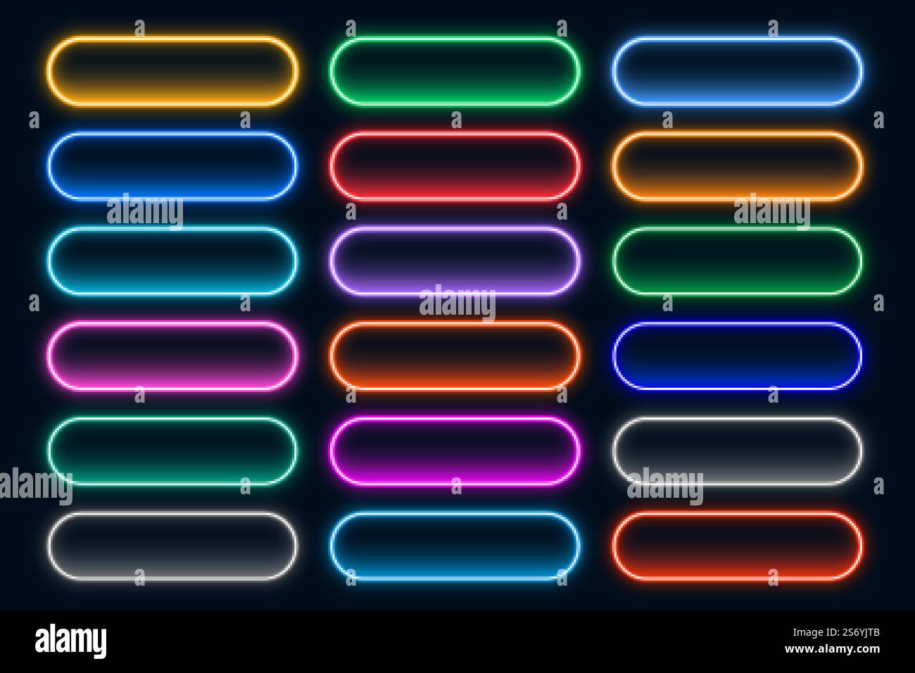 glowing neon web buttons collection Stock Vector