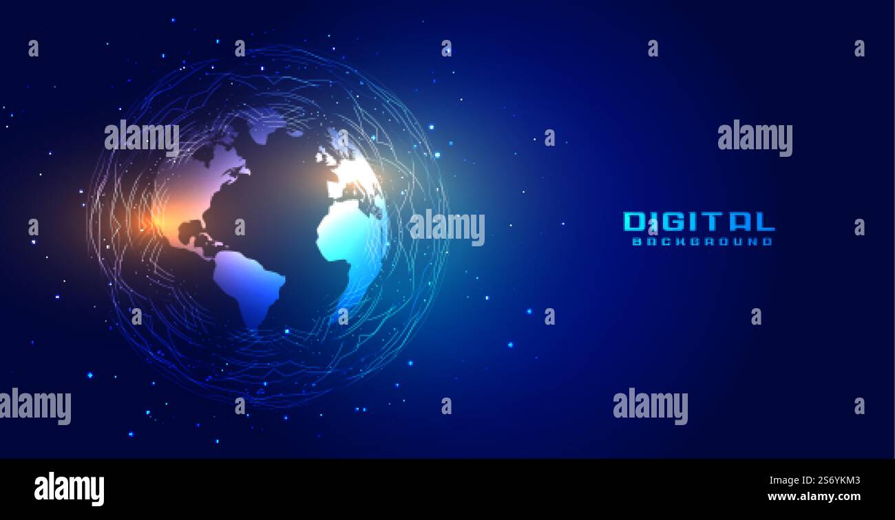global technology earth network connection background Stock Vector ...