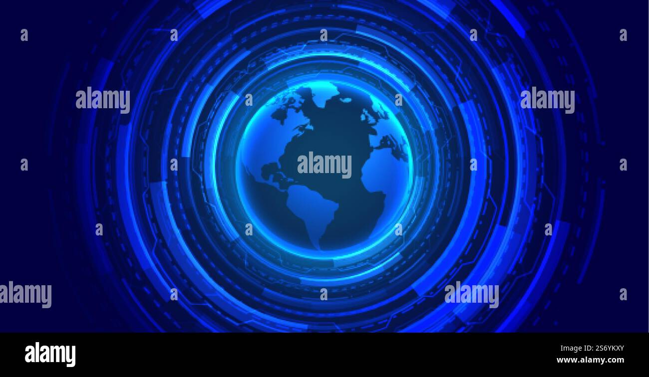 global technology concept glowing wallpaper Stock Vector