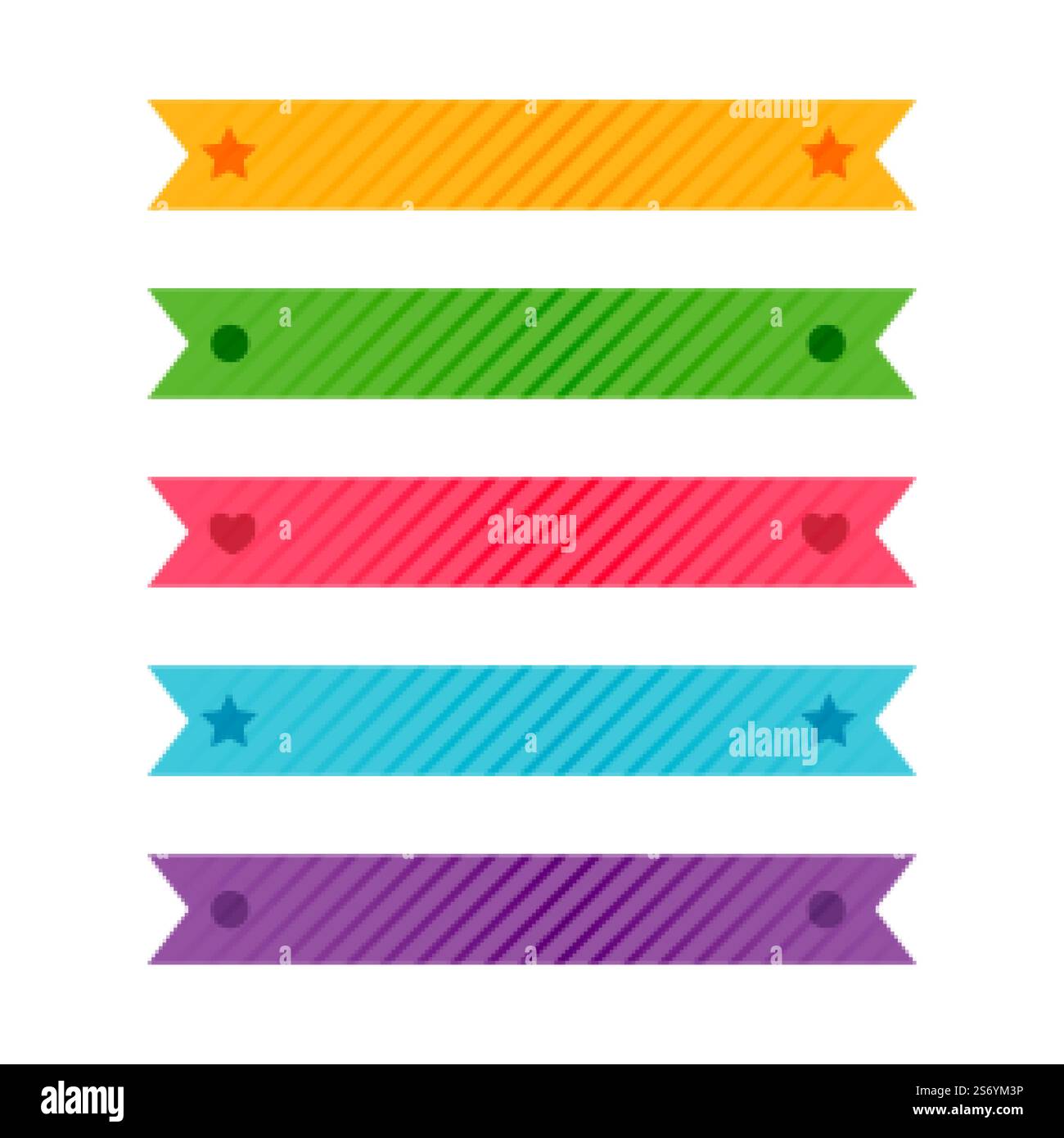 colorful patterned ribbons or adhesive tape set Stock Vector