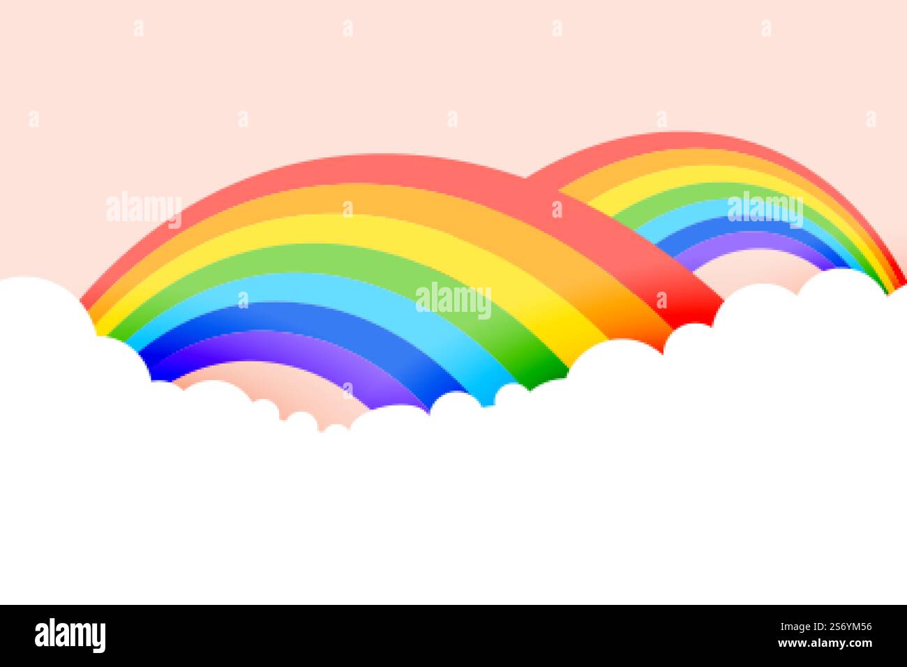 rainbow background with clouds in pastel colors Stock Vector Image ...