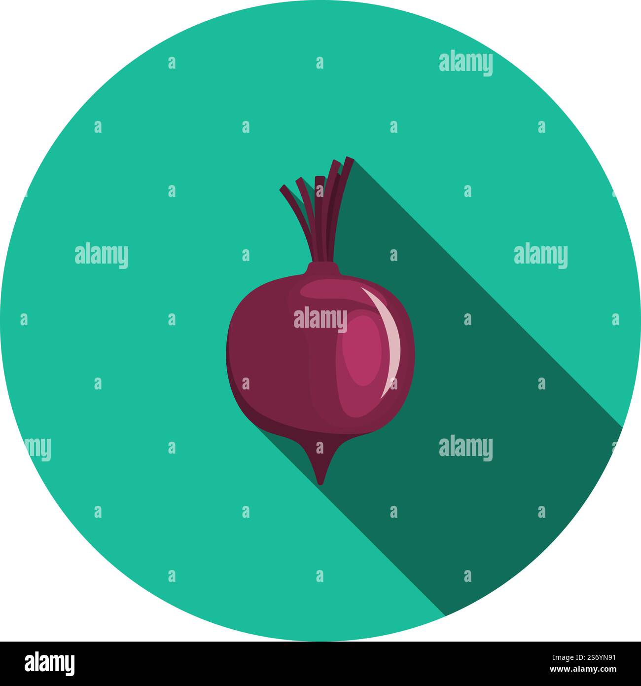 Beetroot Icon. Flat Circle Stencil Design With Long Shadow. Vector Illustration. Stock Vector