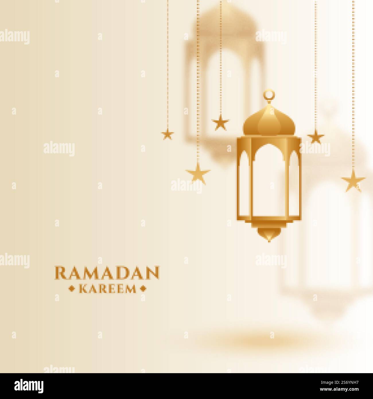 ramadan kareem islamic greeting with hanging lantern Stock Vector Image ...