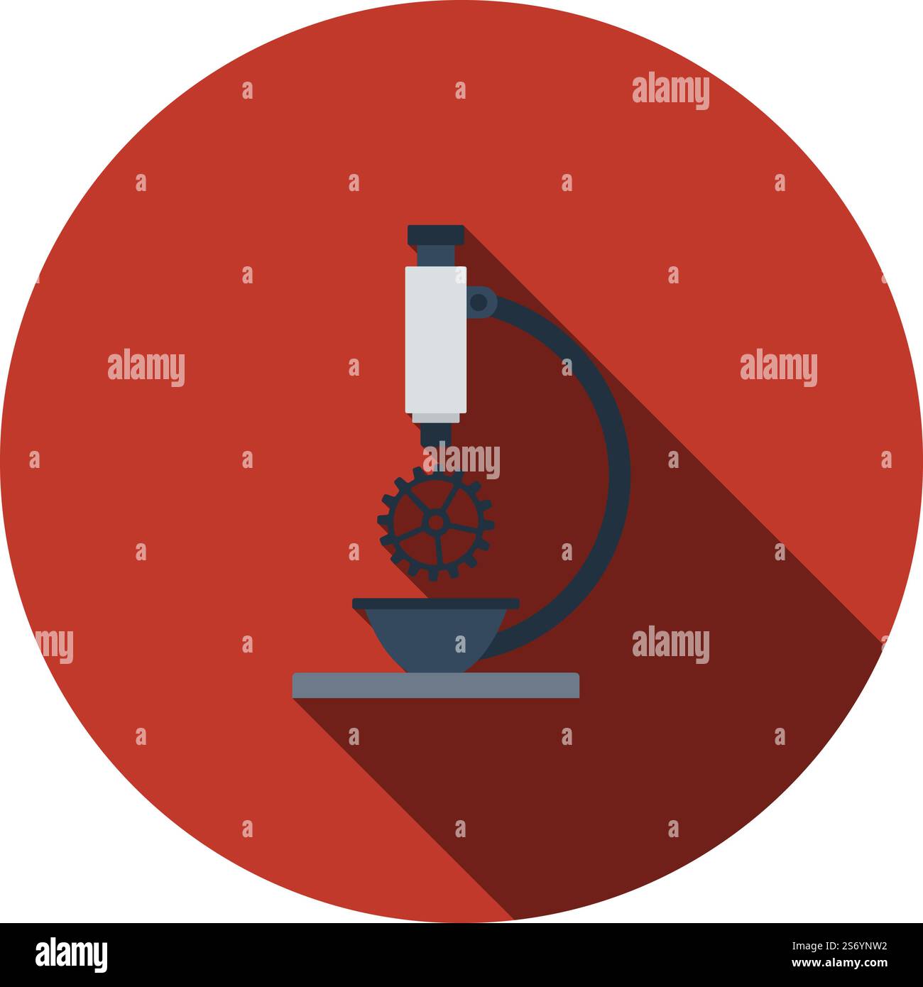 Research Icon. Flat Circle Stencil Design With Long Shadow. Vector Illustration. Stock Vector