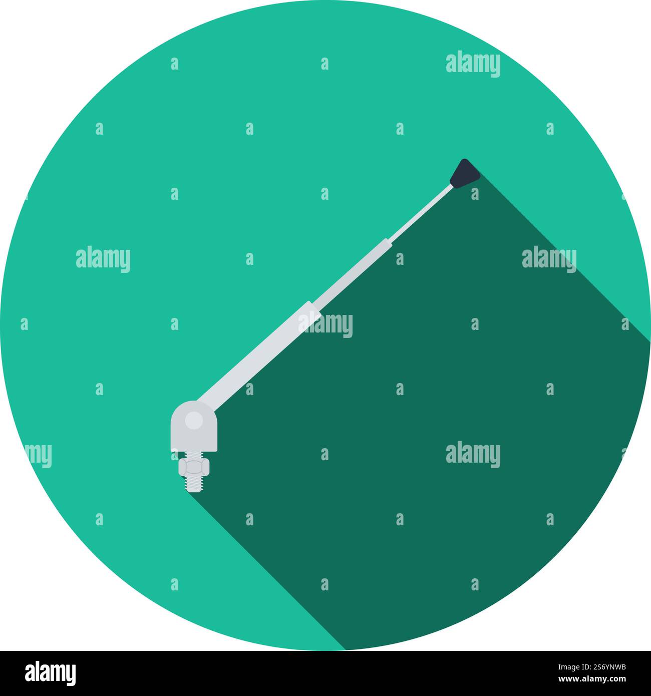 Radio Antenna Component Icon. Flat Circle Stencil Design With Long Shadow. Vector Illustration. Stock Vector