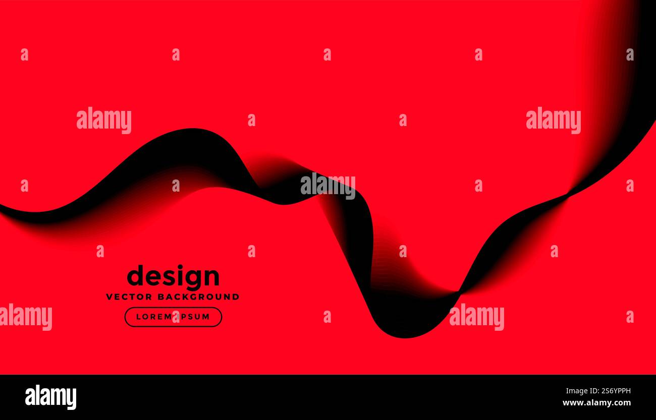 abstract red background with black duotone wave effect Stock Vector ...