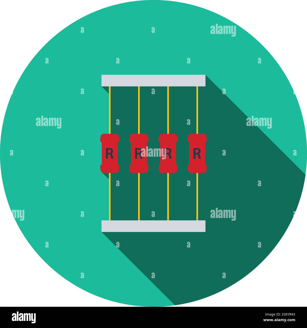 Resistor Tape Icon. Flat Circle Stencil Design With Long Shadow. Vector Illustration. Stock Vector