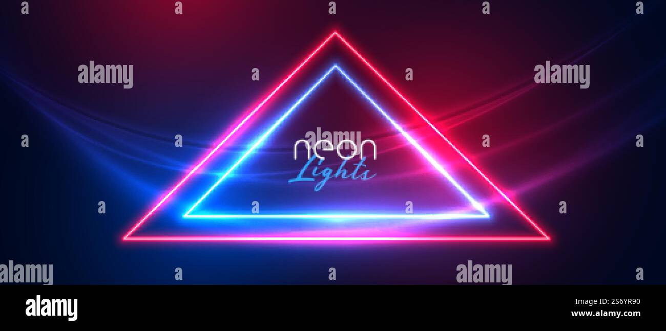 abstract neon triangle with wave lights banner Stock Vector Image & Art ...