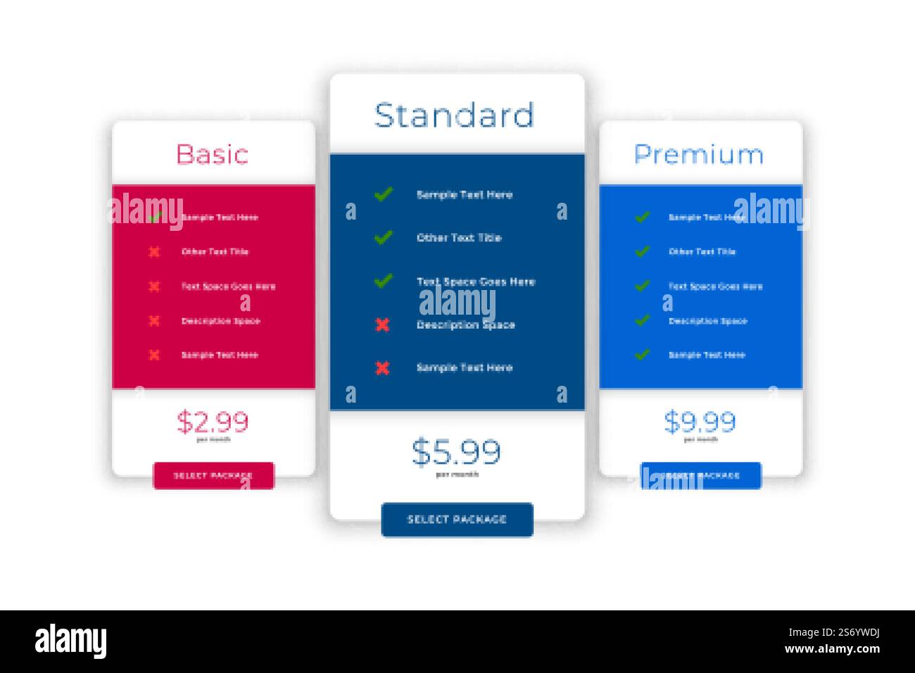 modern comparision plans and pricing template Stock Vector