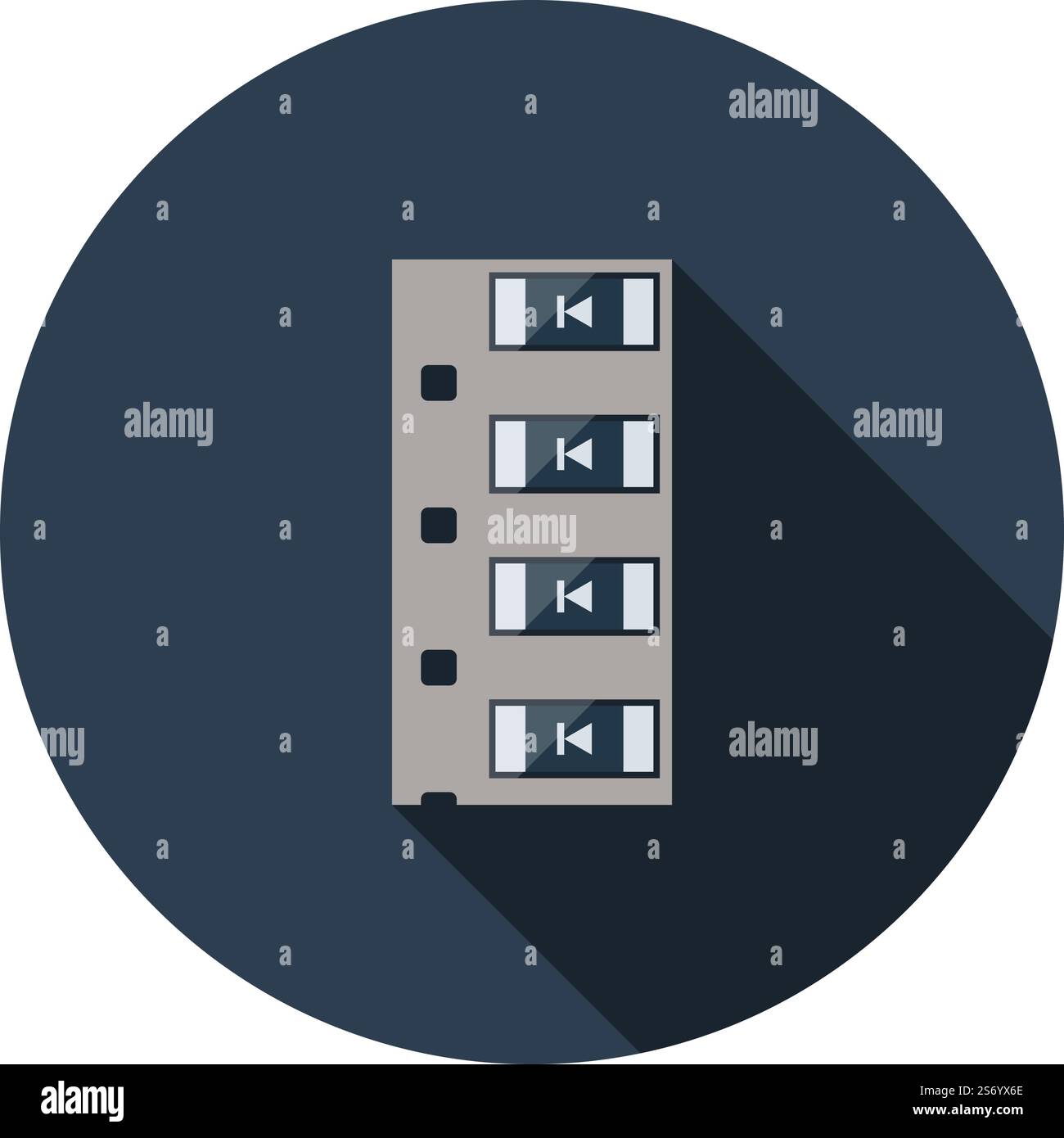 Diode Smd Component Tape Icon. Flat Circle Stencil Design With Long Shadow. Vector Illustration. Stock Vector