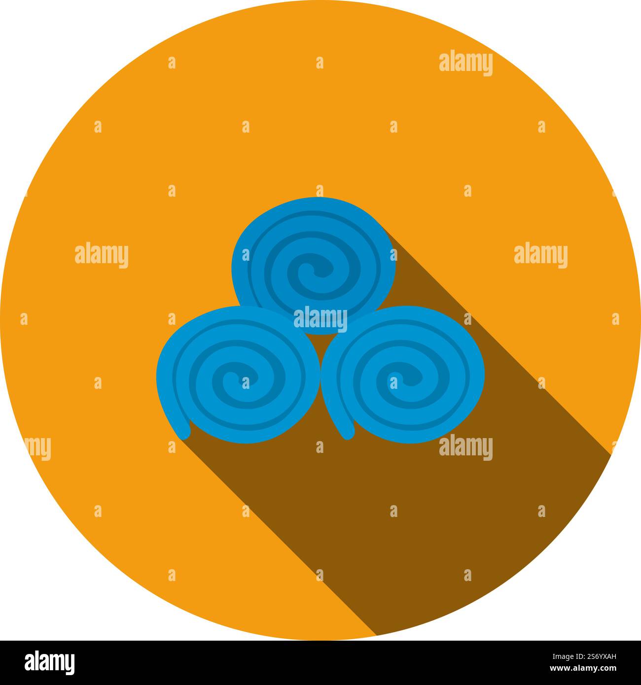 Towel Rolls Icon. Flat Circle Stencil Design With Long Shadow. Vector Illustration. Stock Vector