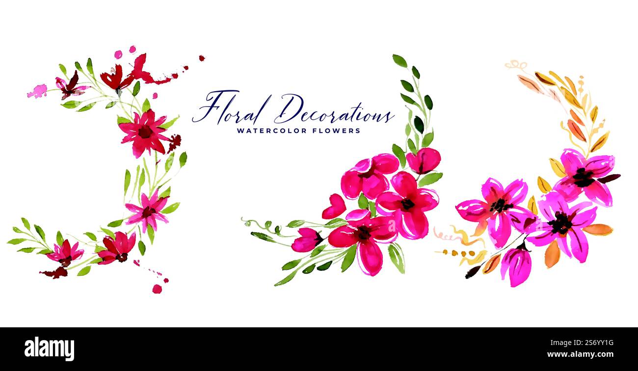 collection of watercolor flower florals set Stock Vector Image & Art ...