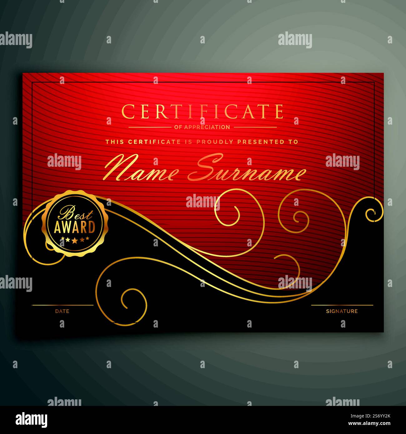 red and black luxury certificate design template Stock Vector Image ...
