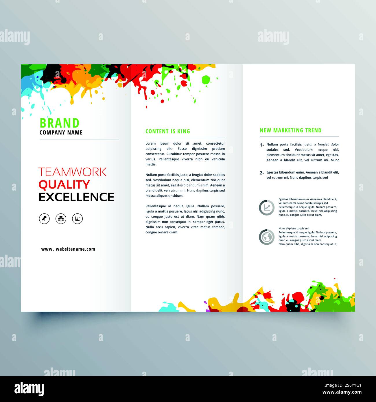 Catalog Colorfull colorful ink splatter trifold brochure design Stock Vector Image & Art ...