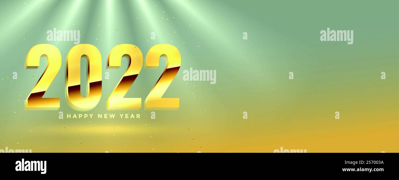 happy new year 2022 golden text with spot light effect Stock Vector ...