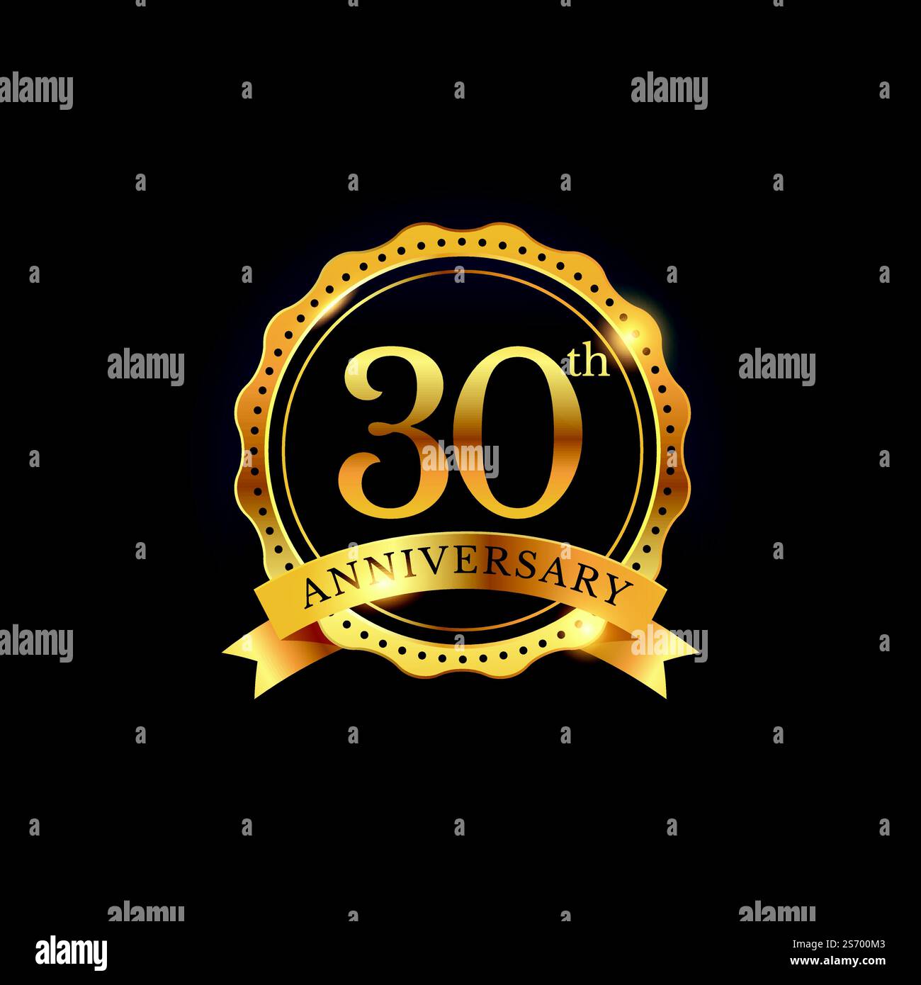 30th anniversary celebration badge label in golden color Stock Vector ...