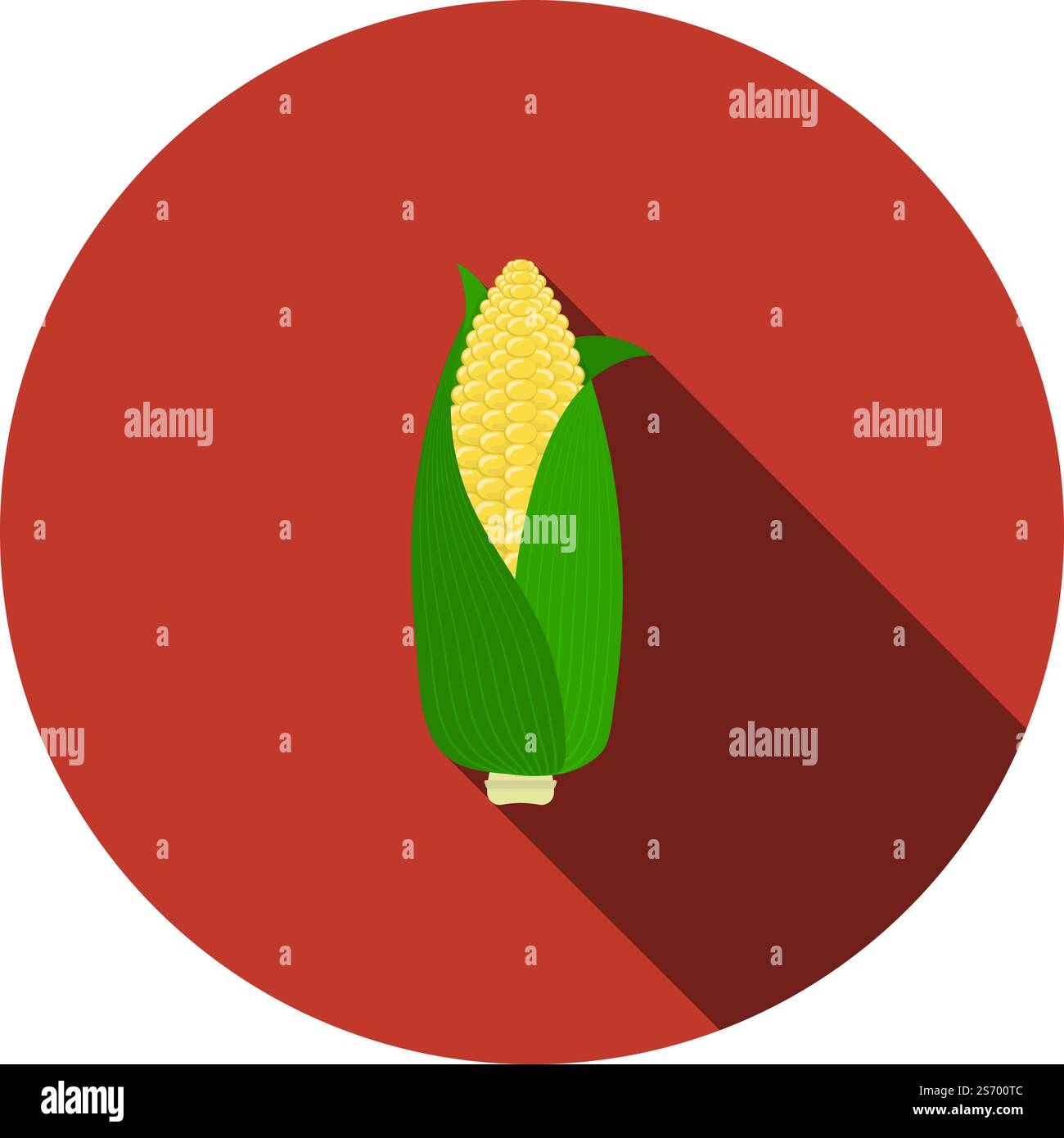 Corn Icon. Flat Circle Stencil Design With Long Shadow. Vector Illustration. Stock Vector