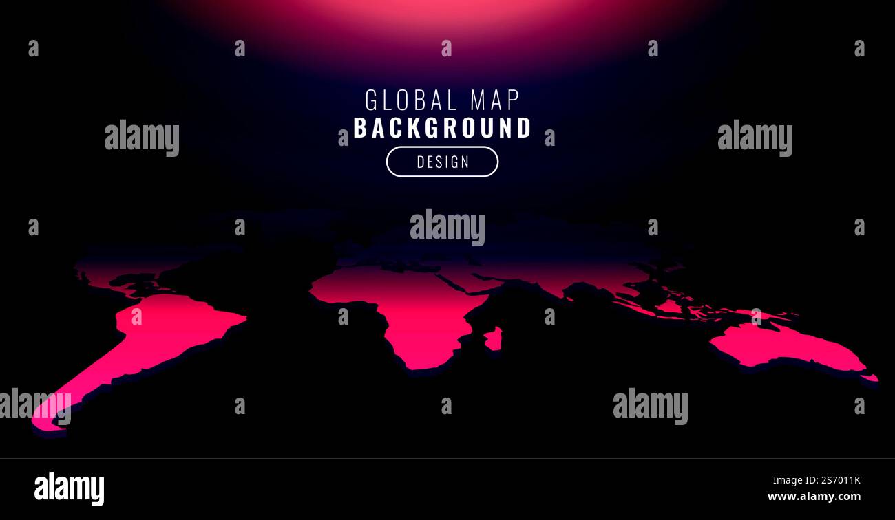 world map in perspective red background Stock Vector