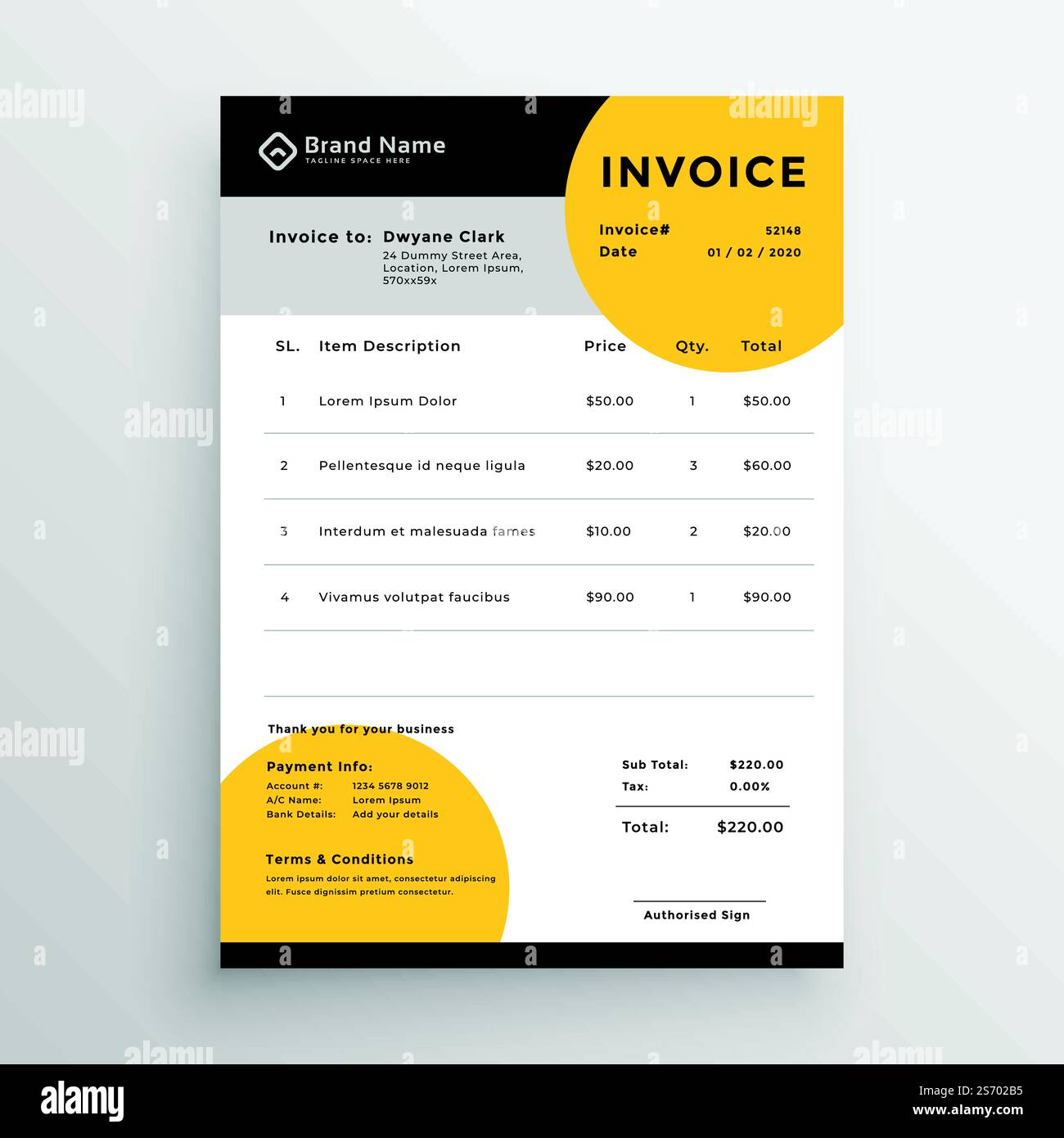 professional creative vector invoice template design Stock Vector Image ...
