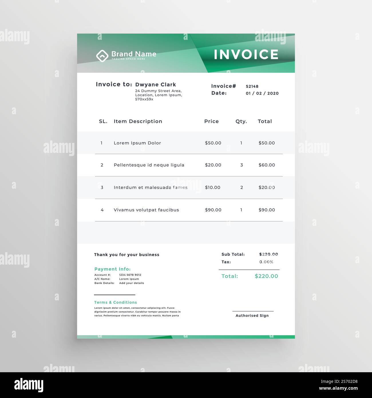 abstract business invoice template design Stock Vector Image & Art - Alamy